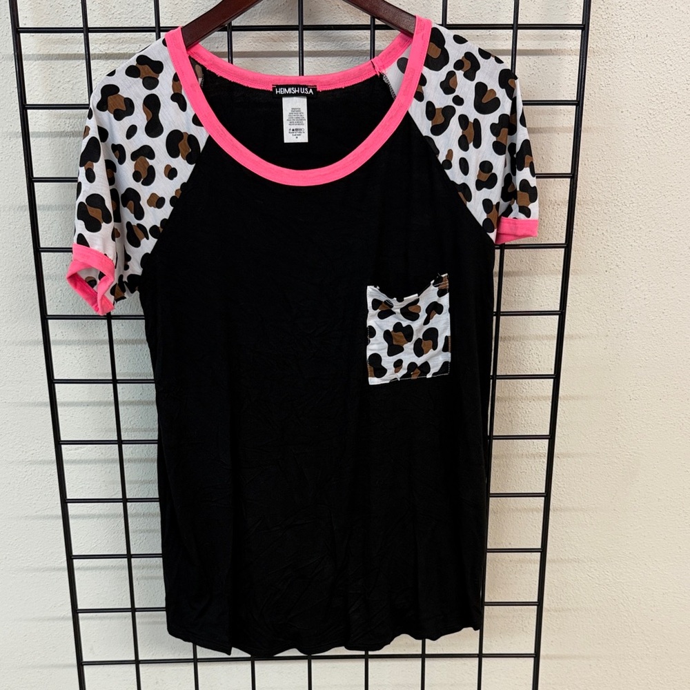 HEIMISH USA Black Top with Pink Trim
